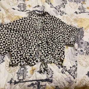 cute black and white button up